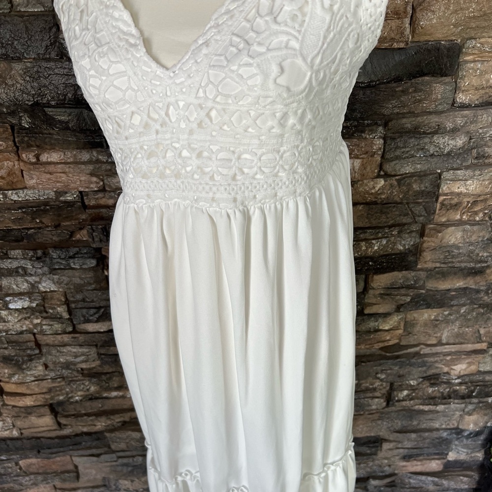 Say What? White Tiered Maxi Sundress Scoop Neck Sleeveless - Picture 6 of 13